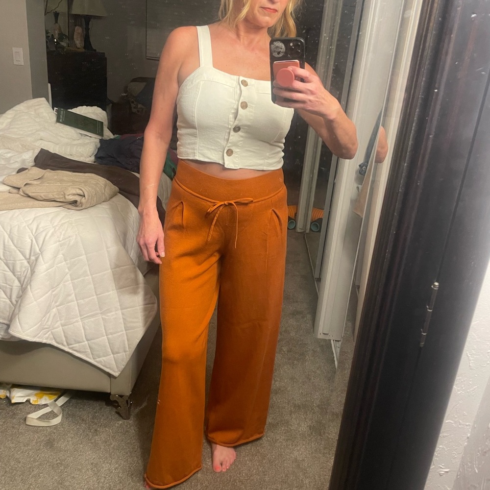 Women's Orange Wide-Leg Pants
